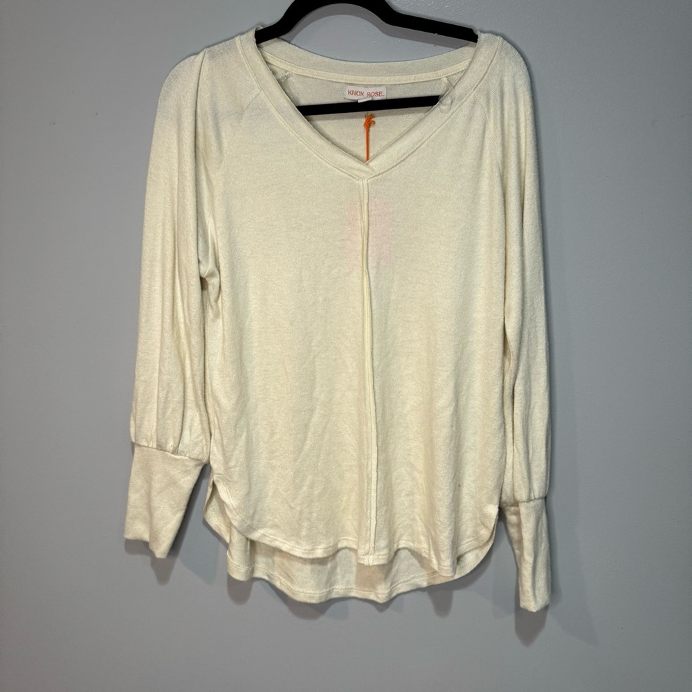 Knox Rose Cream Thin Casual Long Sleeve Tunic Top